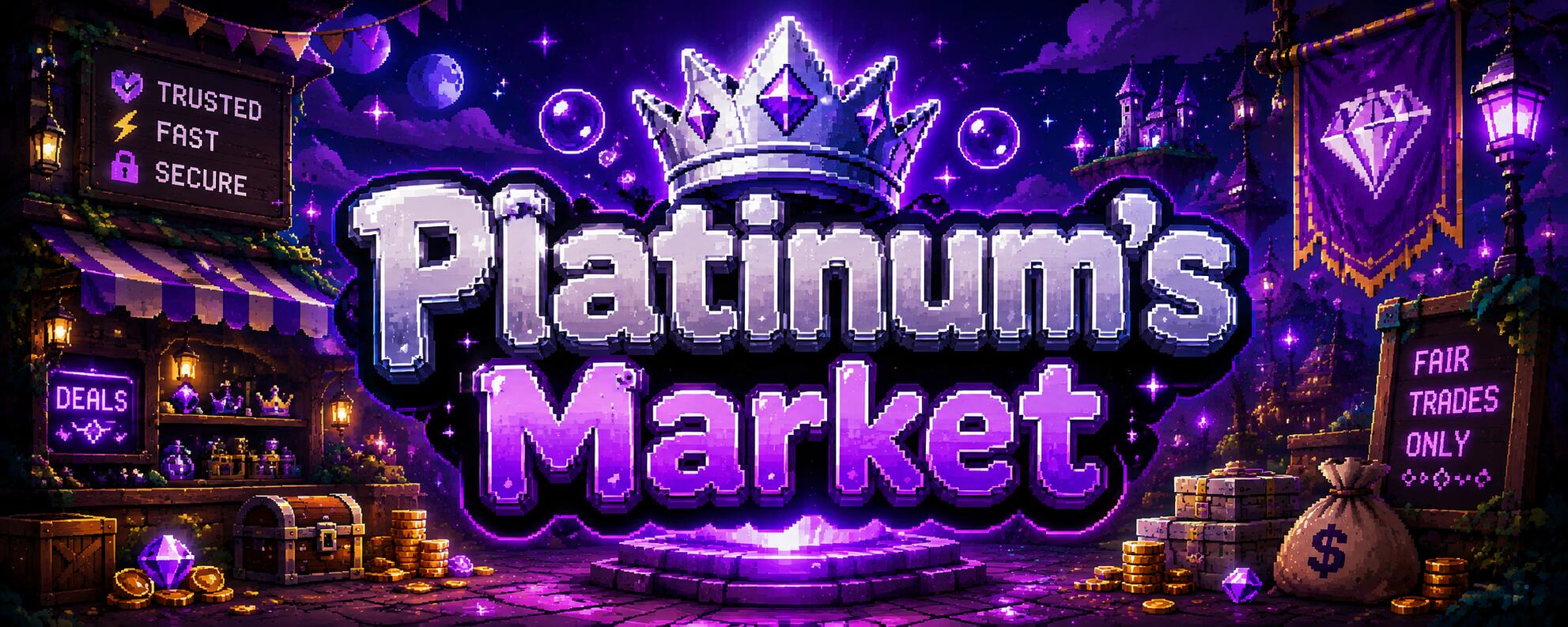 Discovery splash banner for Platinum's Market | Middleman Services Discord server