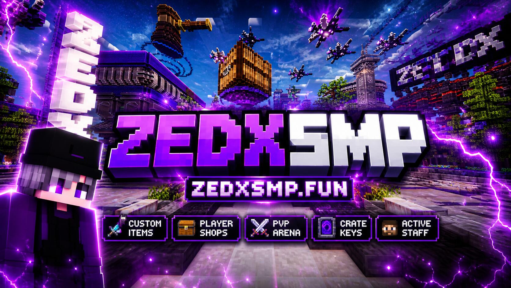 Discovery splash banner for ZEDX SMP Discord server