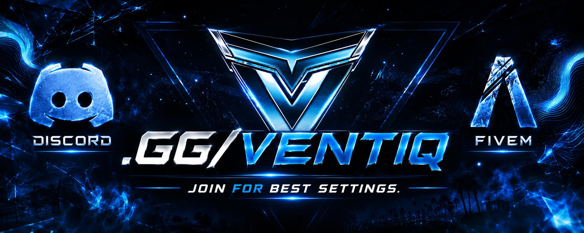 Discovery splash banner for Ventiq Settings I 2026 I V1 Discord server
